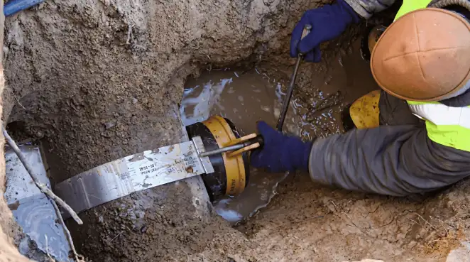 Technician performing underground drainage repair for foundation protection and gutter systems in Tallahassee, FL
